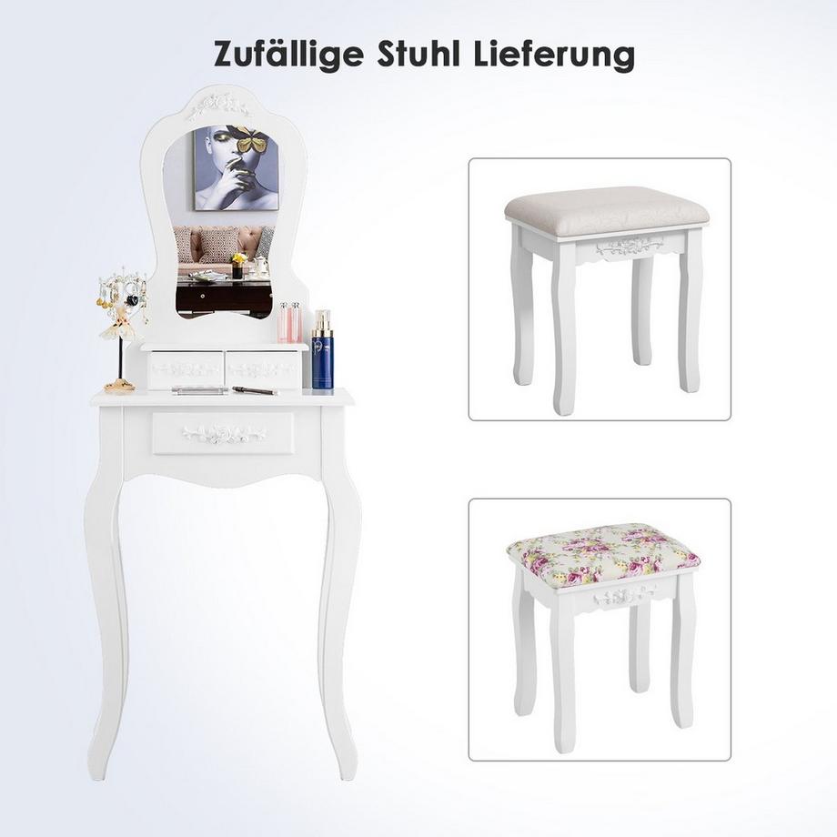 Northix  Coiffeuse, table de toilette, table cosmétique avec miroir 