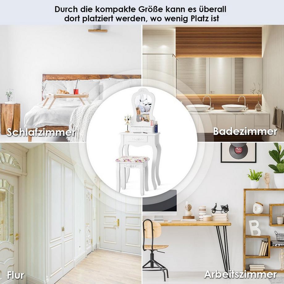 Northix  Coiffeuse, table de toilette, table cosmétique avec miroir 