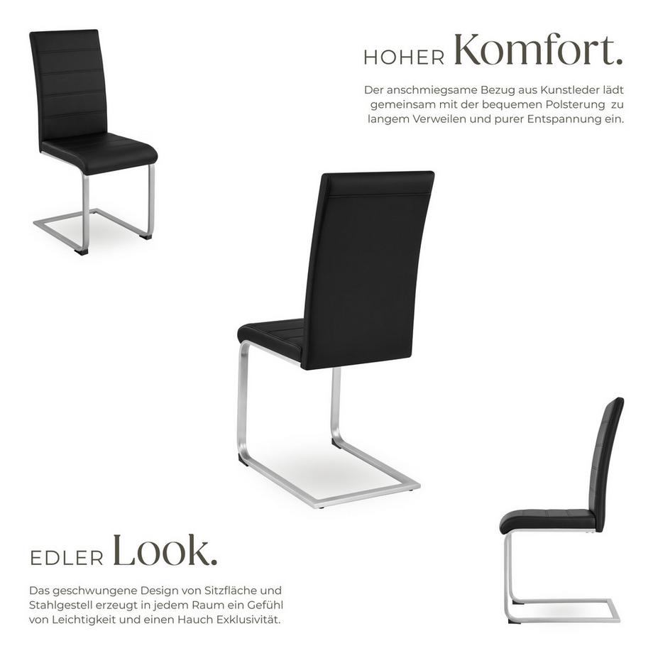 Tectake Ensemble de chaises de salle à manger BETTINA rembourré avec revêtement aspect cuir  