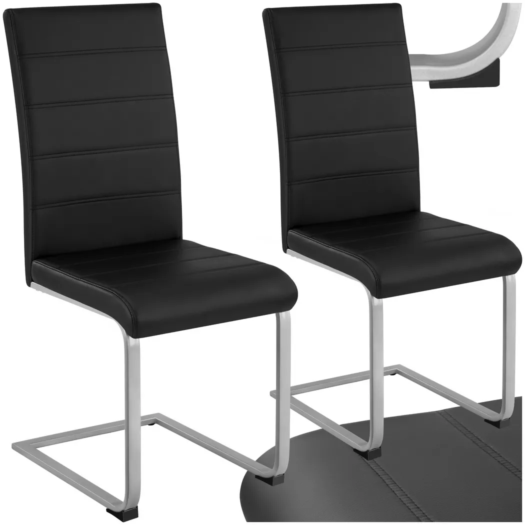 Tectake - Ensemble de 2 chaises de salle à manger revêtement aspect cuir noir