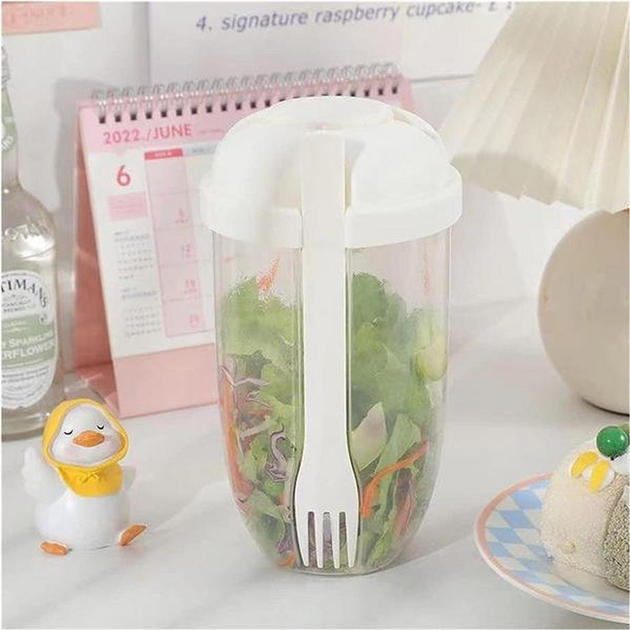 Northio Lunchbox mit Saucenbehälter und Gabel - Weiß  