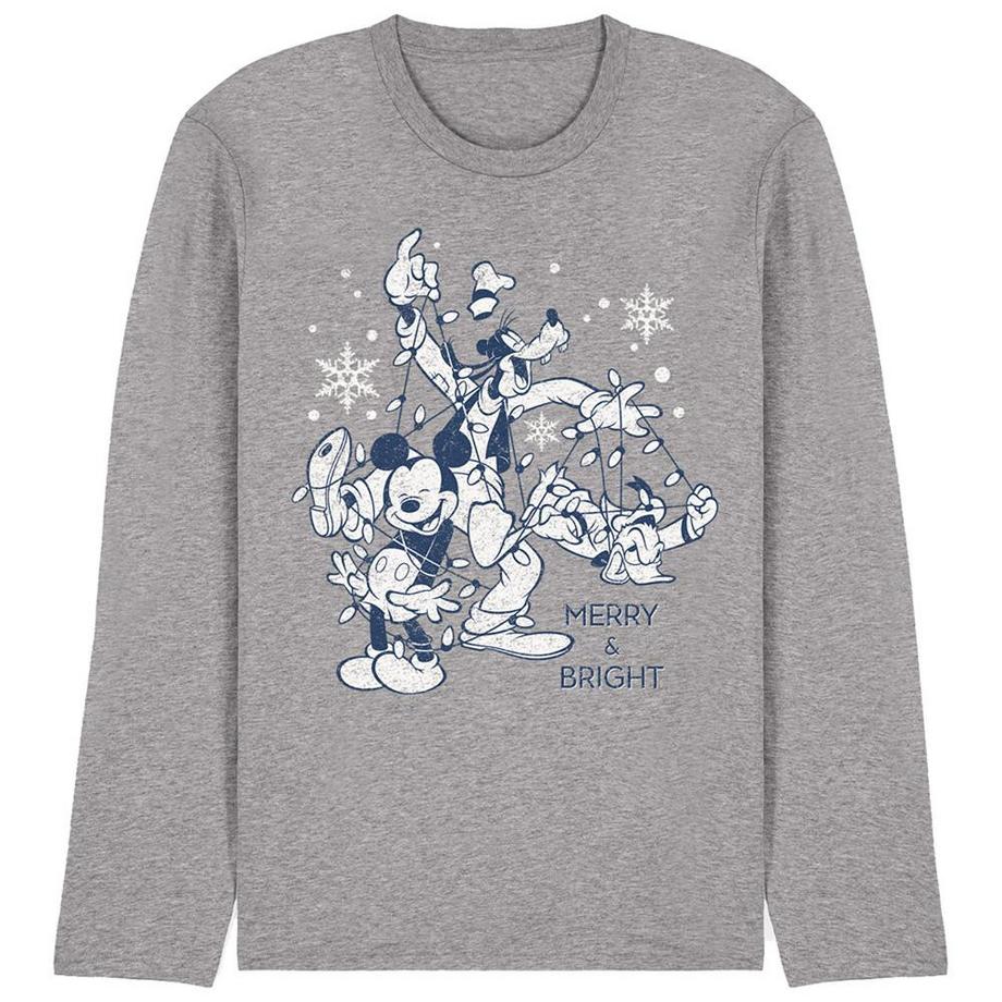 Tshirt manches longues motif Mickey Mouse MERRY, BRIGHT AND TIED UP IN LIGHTS