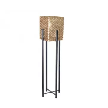 Metallpflanzenständer mit eisenpfanne und goldener vase h.60cm