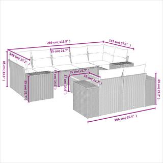 VidaXL Ensemble de canapés de jardin rotin synthétique  