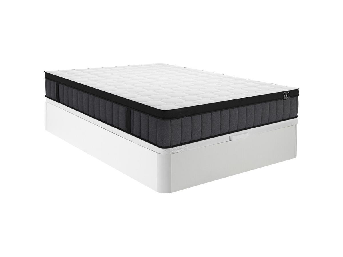 Ysmée Ensemble 160 x 200 cm sommier coffre blanc + matelas ressorts ensachés 7 zones et mémoire de forme rafraichissante ép.25cm - TOLCA de YSMÉE  