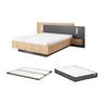 Vente-unique Bett mit Nachttischen + Lattenrost + Matratze  - 160 x 200 cm - 2 Schubladen + LEDs - Holzfarben & Anthrazit - FRANCOLI  