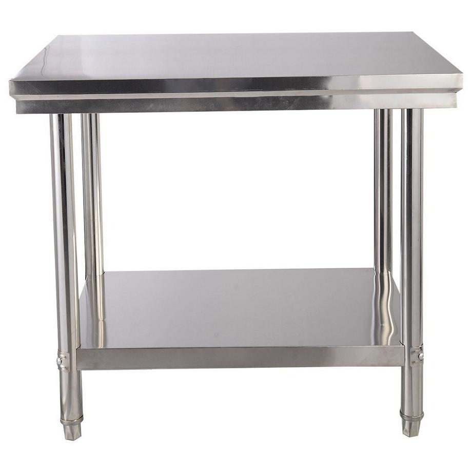 B2X  Edelstahl Küchentisch Arbeitstisch Gastro Tisch mit Zwischenbord 92x61x90cm 