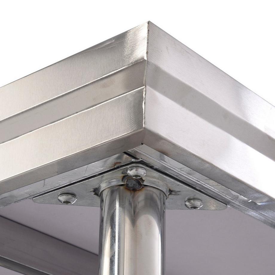 B2X  Edelstahl Küchentisch Arbeitstisch Gastro Tisch mit Zwischenbord 92x61x90cm 