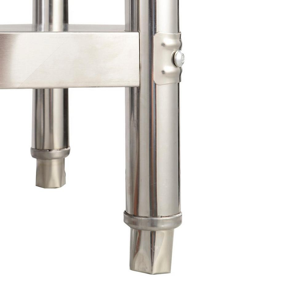 B2X  Edelstahl Küchentisch Arbeitstisch Gastro Tisch mit Zwischenbord 92x61x90cm 