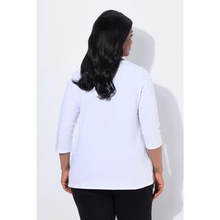 Ulla Popken Maglia Cotone Pima Linea A Pietre Decorative Maniche 3/4  