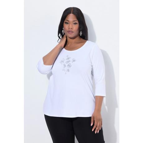 Ulla Popken Maglia Cotone Pima Linea A Pietre Decorative Maniche 3/4  