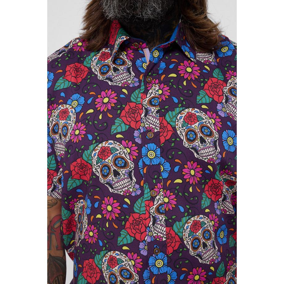 Joe Browns Chemise Manches Courtes Imprimé Crâne avec Finition Contrastée  