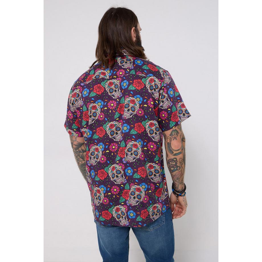 Joe Browns Chemise Manches Courtes Imprimé Crâne avec Finition Contrastée  