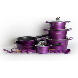 Royalty Line Casserole 14 pièces avec revêtement en marbre - Violet  