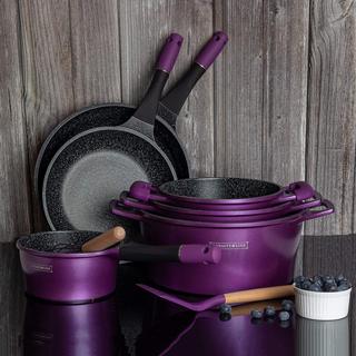 Royalty Line Casserole 14 pièces avec revêtement en marbre - Violet  