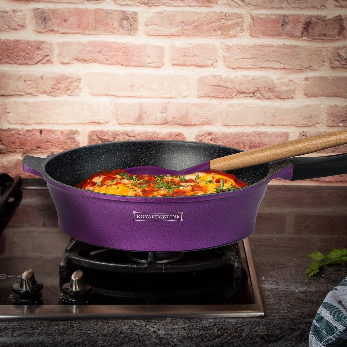 Royalty Line Casserole 14 pièces avec revêtement en marbre - Violet  