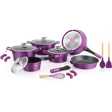 Set di casseruole da 14 pezzi con rivestimento in marmo - Viola