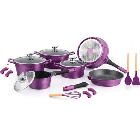 Royalty Line Casserole 14 pièces avec revêtement en marbre - Violet  