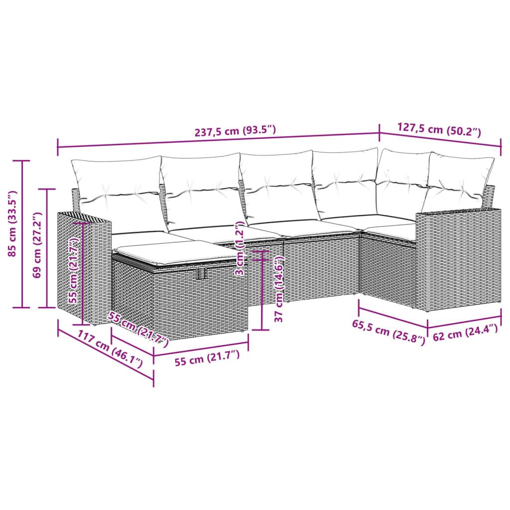 VidaXL set di divani da giardino Polirattan  