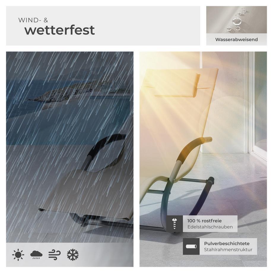 Tectake Gartenliege Taya ergonomisch, mit Komfort-Schwingbewegung geschwungene Armlehnen mit Schaumstoffpolsterung  