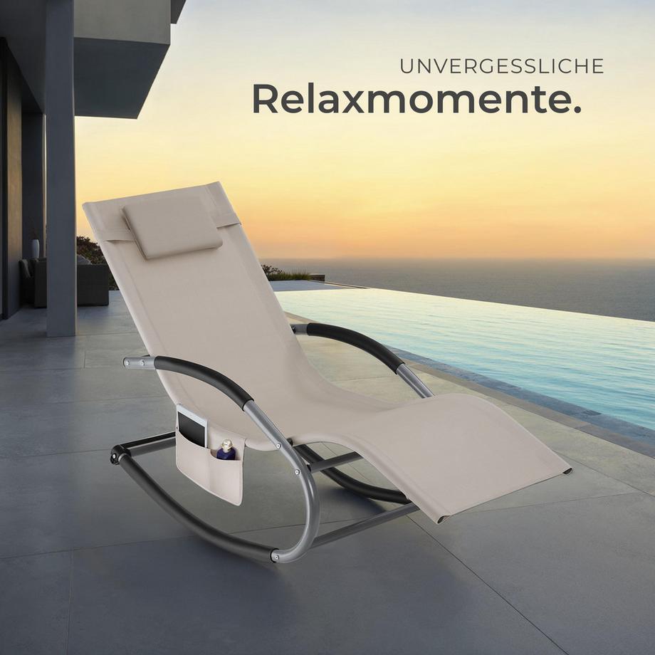 Tectake Gartenliege Taya ergonomisch, mit Komfort-Schwingbewegung geschwungene Armlehnen mit Schaumstoffpolsterung  