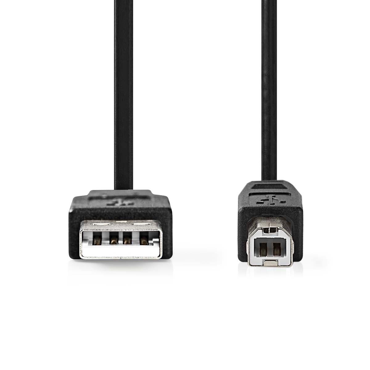 Nedis  USB-Kabel | USB 2.0 | USB-A Stecker | USB-B Stecker | 480 Mbps | Vernickelt | 5,00 m | Rund | PVC | Schwarz | Blister 