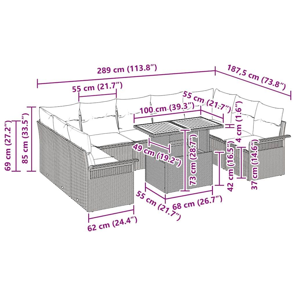 VidaXL Garten-sofa-set poly-rattan  