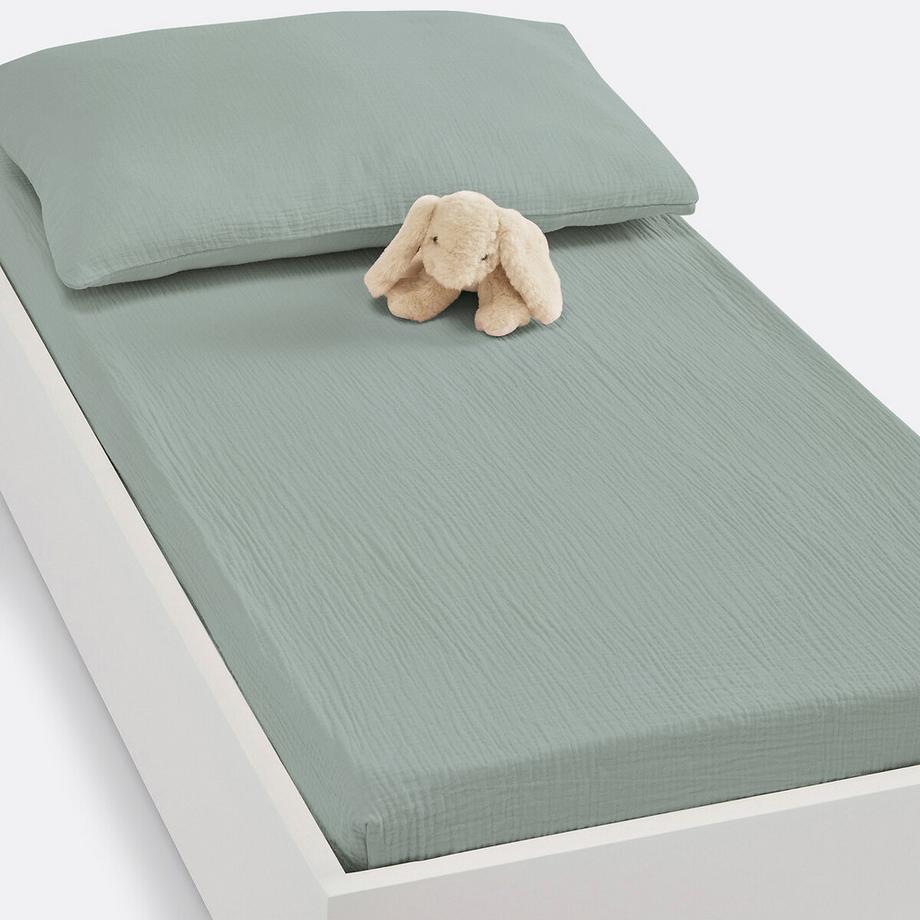 Drap-housse bébé gaze de coton uni