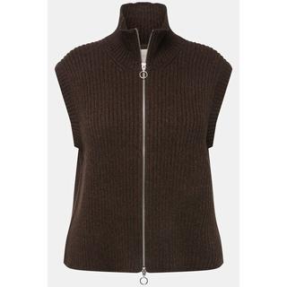 Ulla Popken  Gilet smanicato in cotone biologico con collo alto e cerniera a cursore doppio 