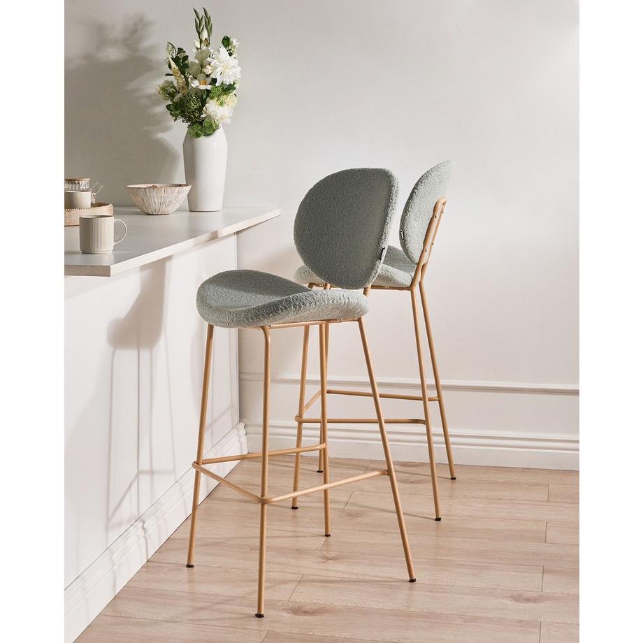 Beliani Set di 2 sedie alte en Bouclé  LUANA  