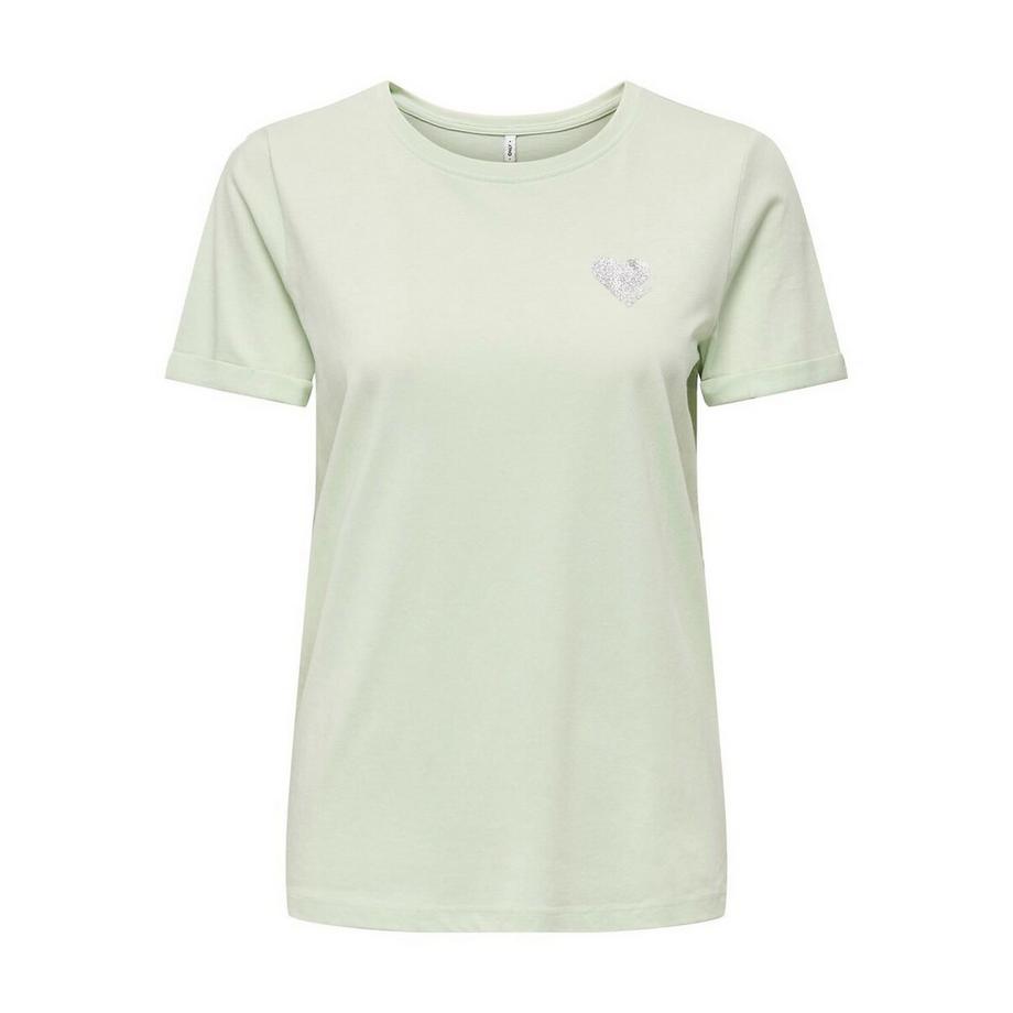 ONLY T-Shirt Manches Courtes Col Rond Imprimé Coeur  