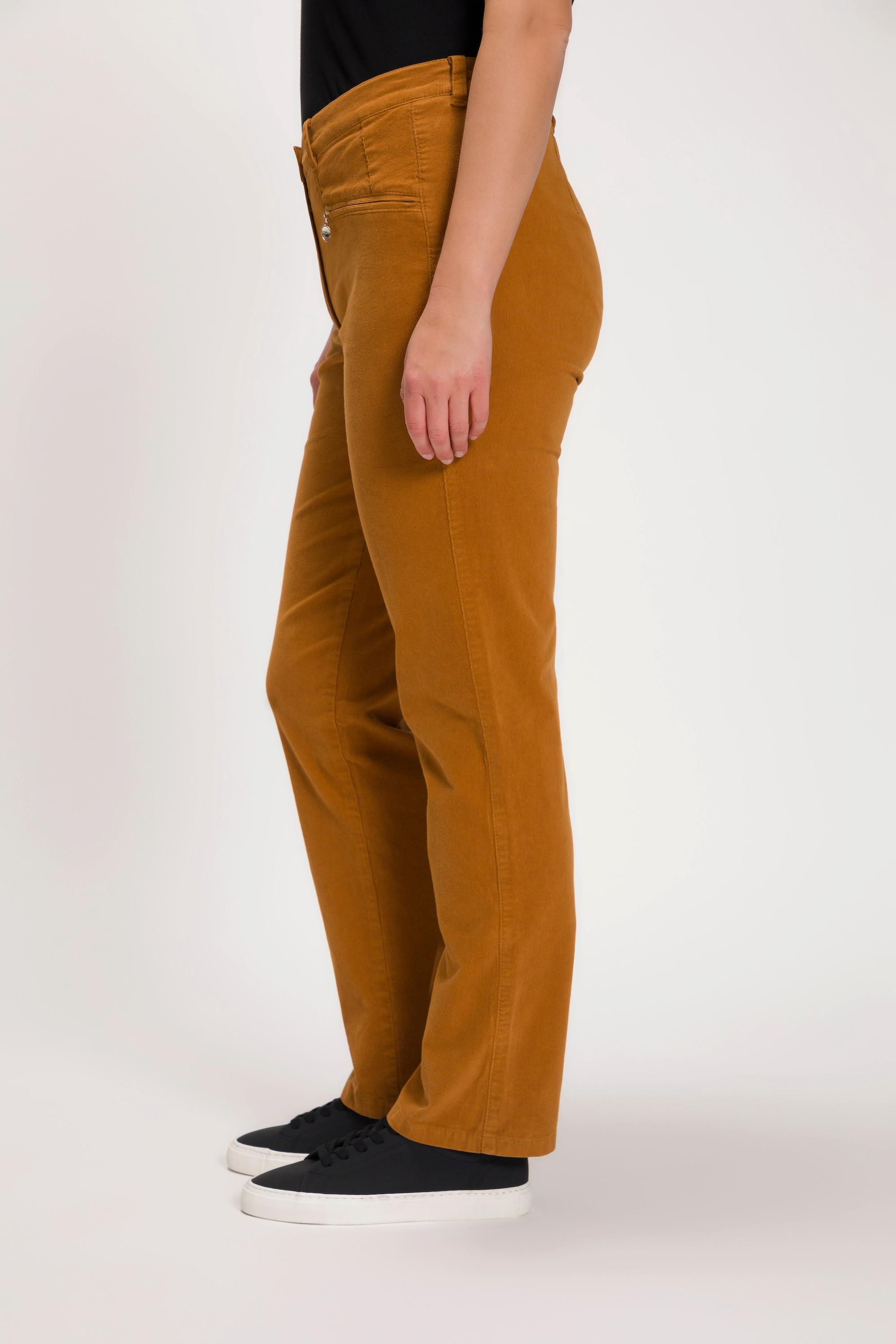 Ulla Popken  Pantalon en velours côtelé Mony, taille confortable, poches zippées 