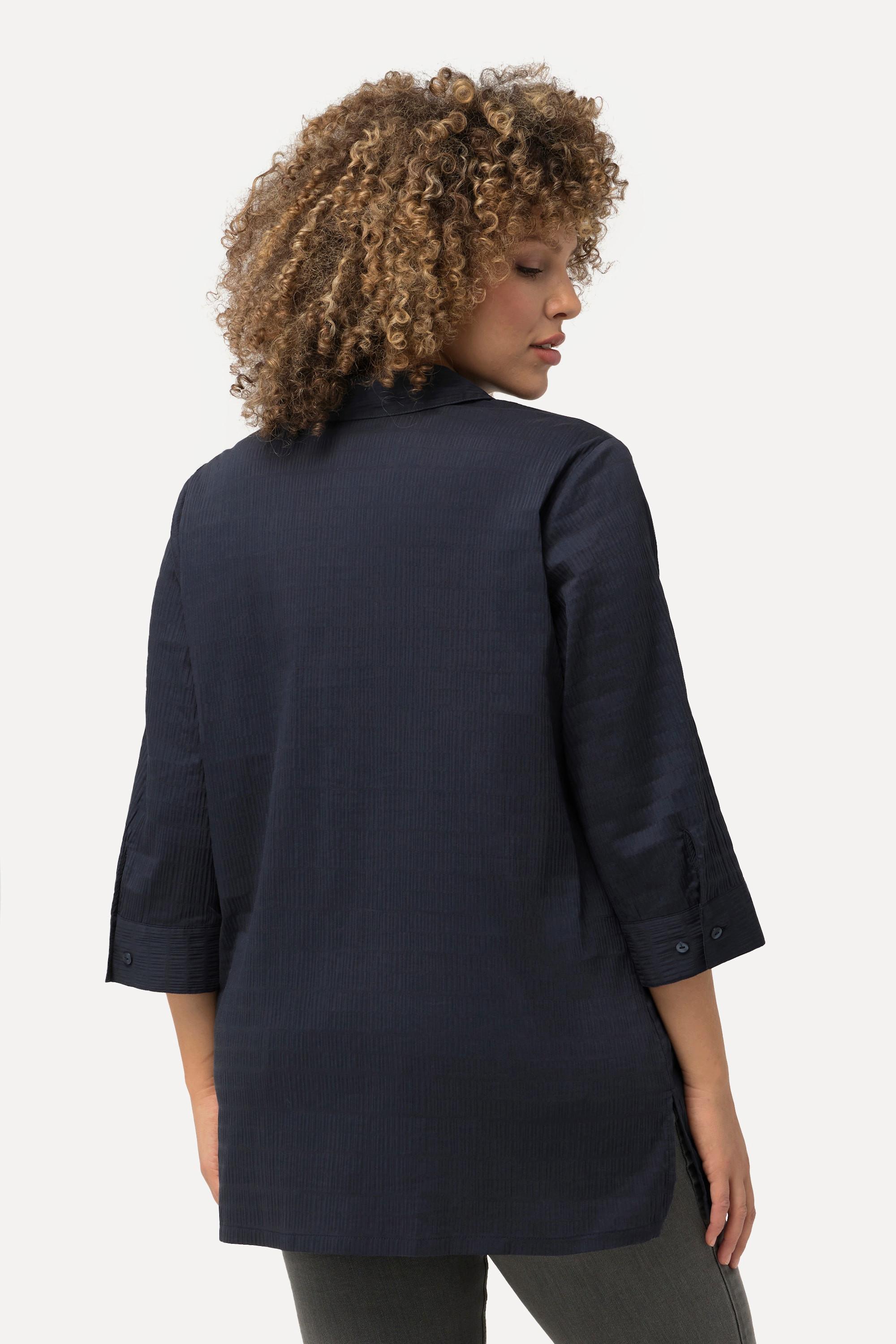 Ulla Popken Camicetta Qualità Bolle Collo Camicia Maniche 3/4  