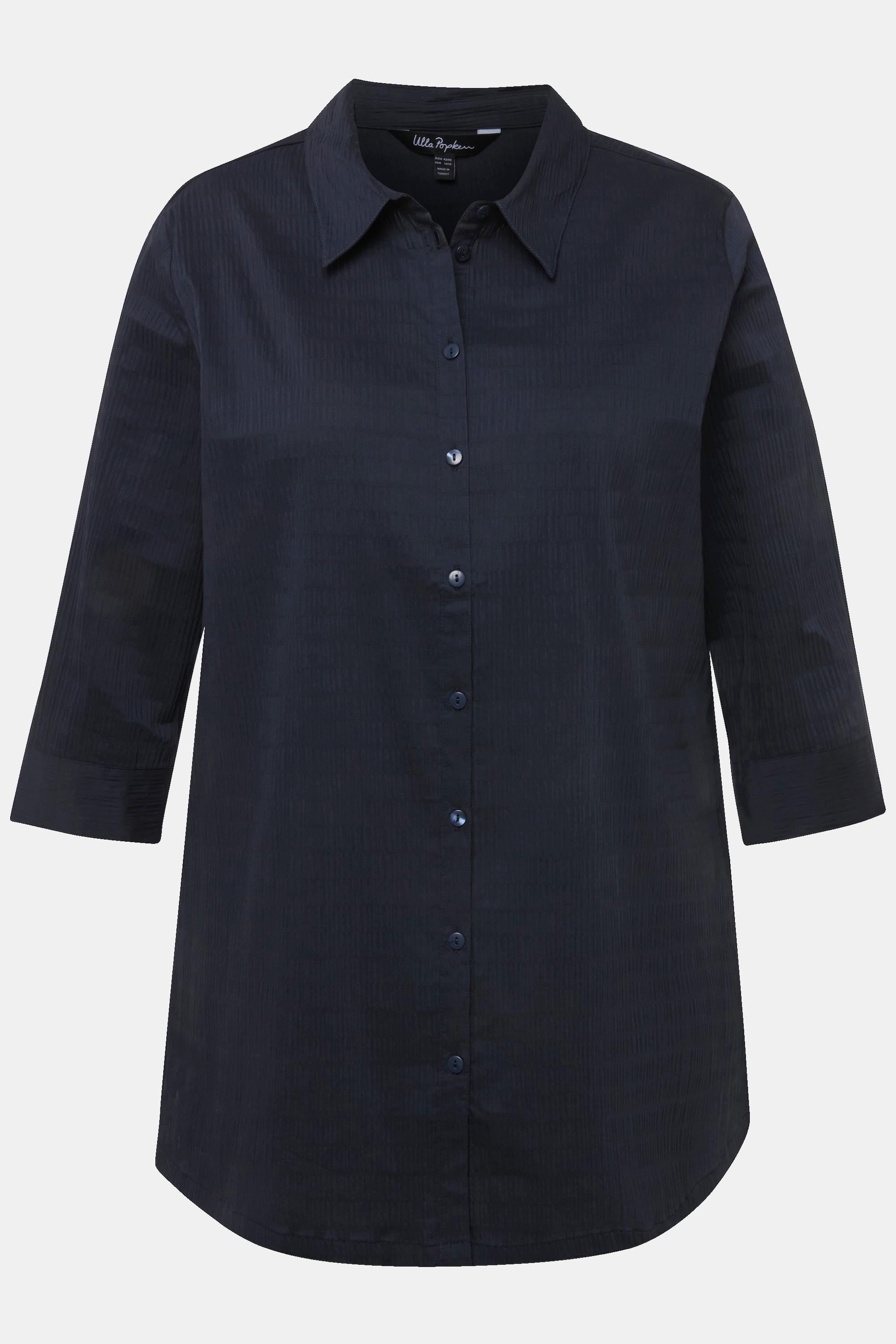 Ulla Popken Camicetta Qualità Bolle Collo Camicia Maniche 3/4  