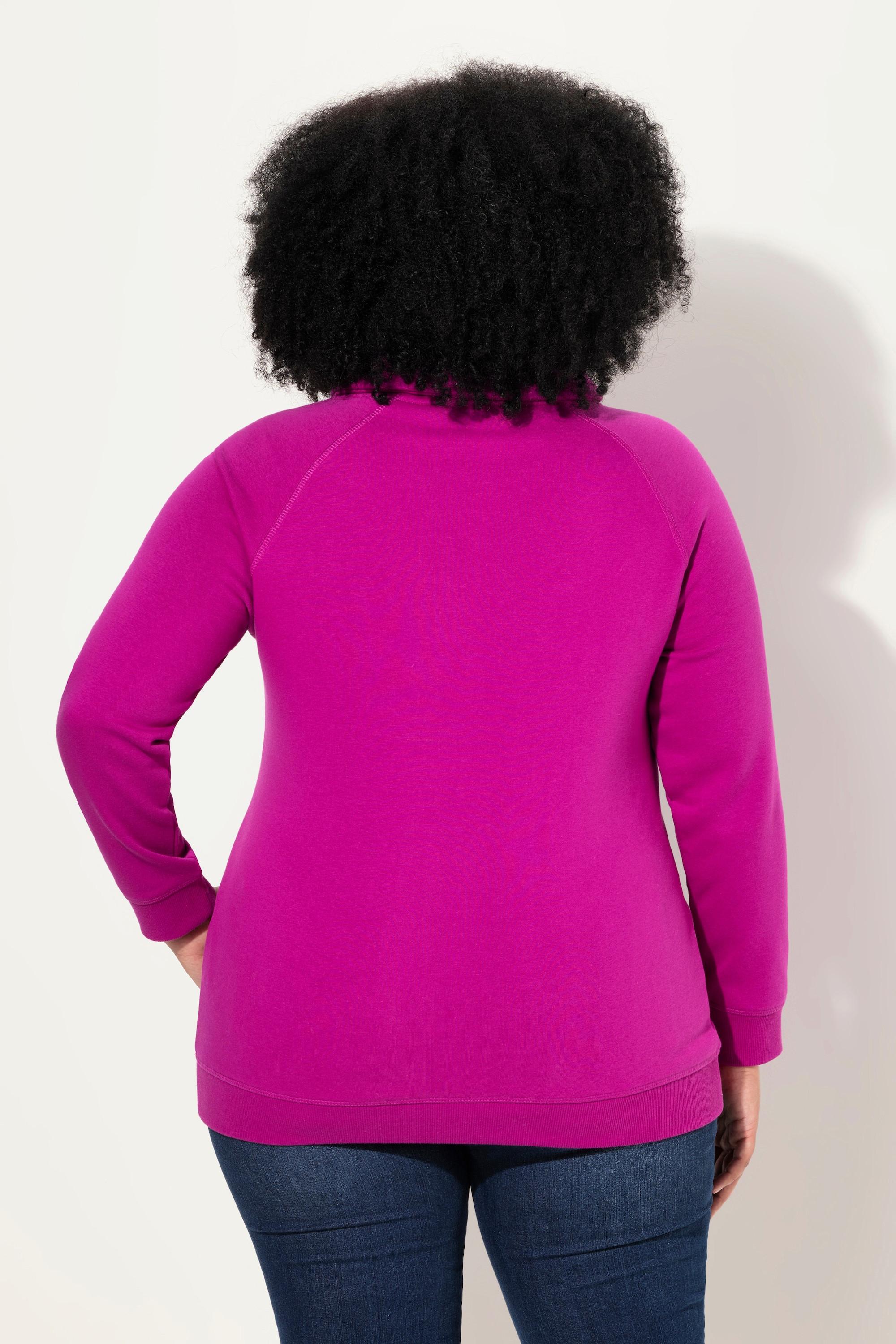 Ulla Popken Sweatshirt Weiter Stehkragen Taschen Raglan Langarm  