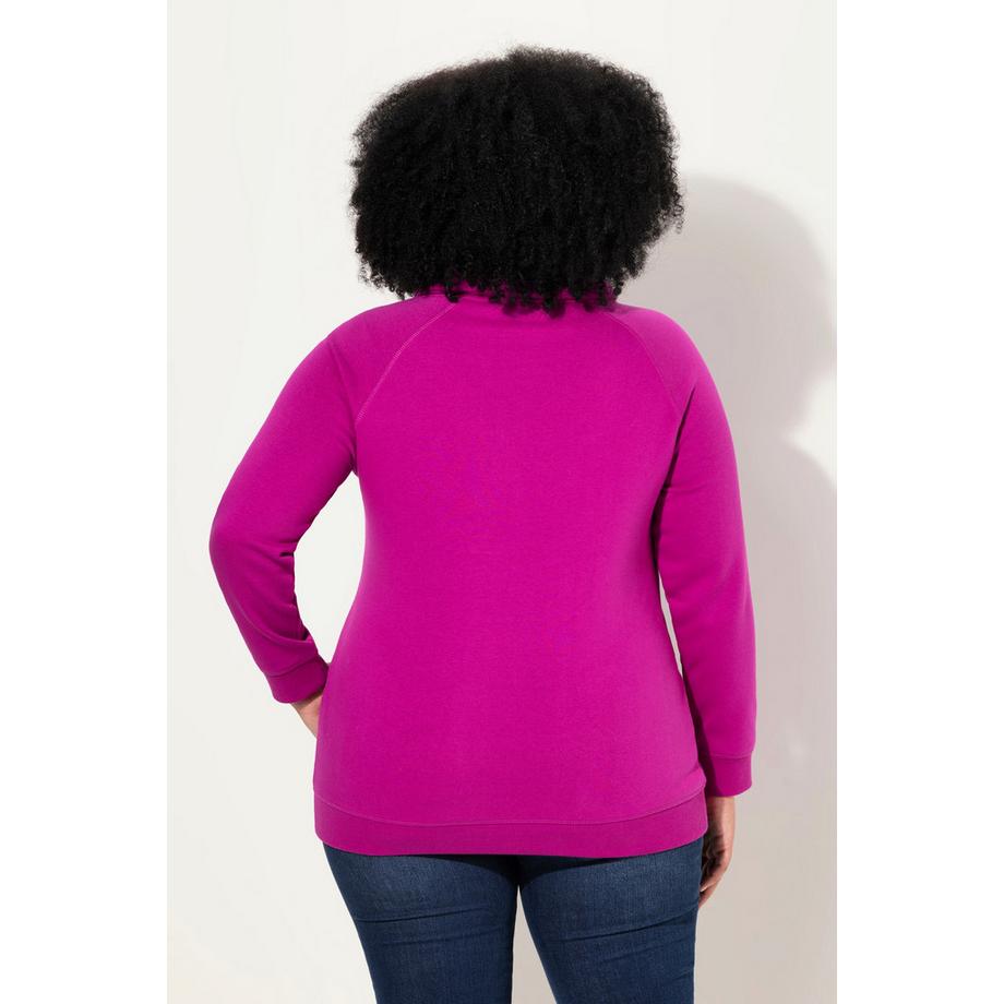 Ulla Popken Sweat-shirt Col Montant Large Poches Manches Longues Raglan  