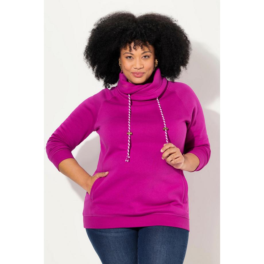 Ulla Popken Sweat-shirt Col Montant Large Poches Manches Longues Raglan  