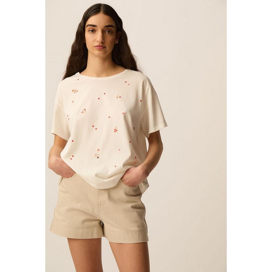 Des Petits Hauts Ilia T-Shirt Ricamata Maniche Corte  