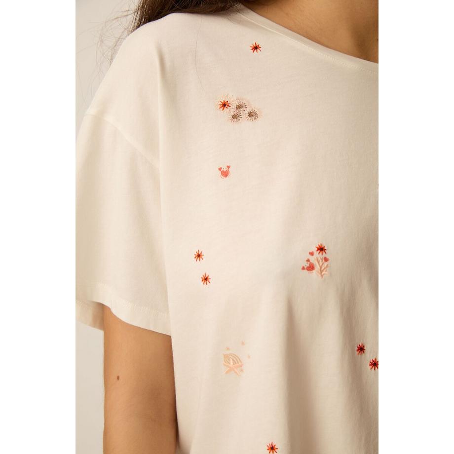 Des Petits Hauts Ilia T-Shirt Ricamata Maniche Corte  