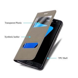 Cadorabo  Housse compatible avec Samsung Galaxy S7 EDGE - Coque de protection avec fermeture magnétique, fonction de support et 2 fenêtres de visualisation 