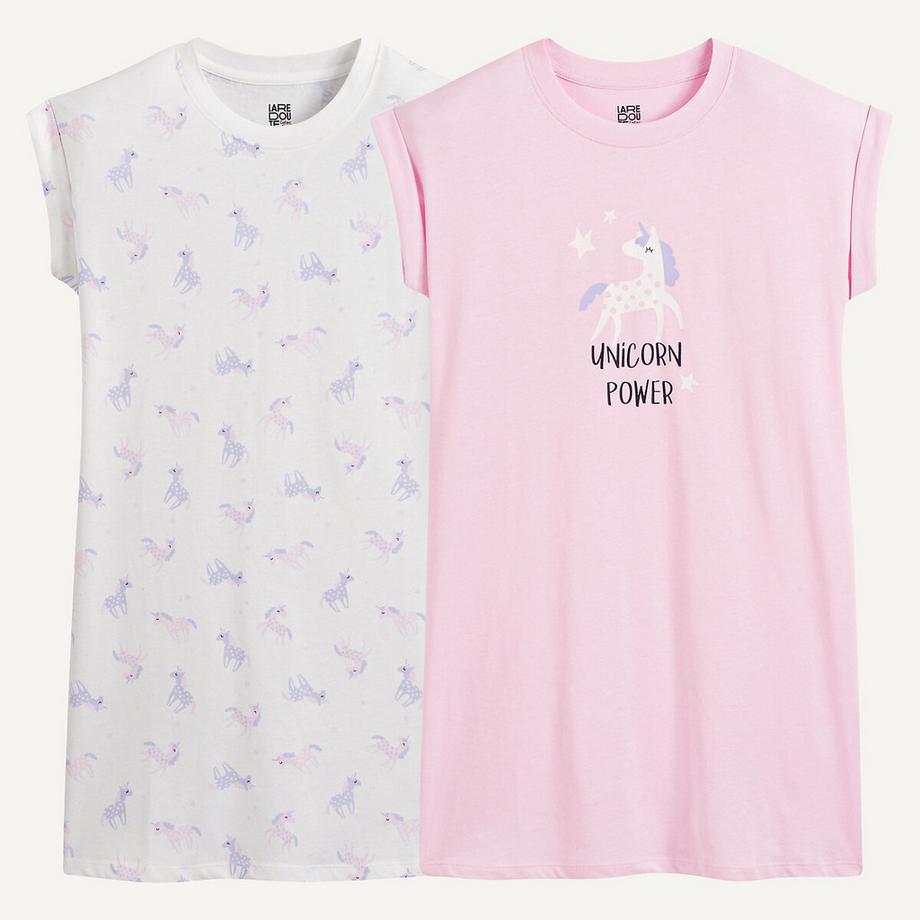 La Redoute Collections 2er-Pack Einhorn Nachthemden  