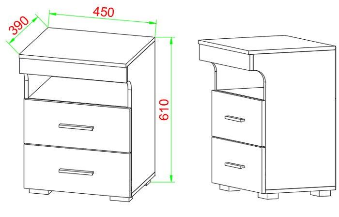 VCM Nachtschrank Beistelltisch Schublade Konsole Boxspring Nachttisch Slepal L  