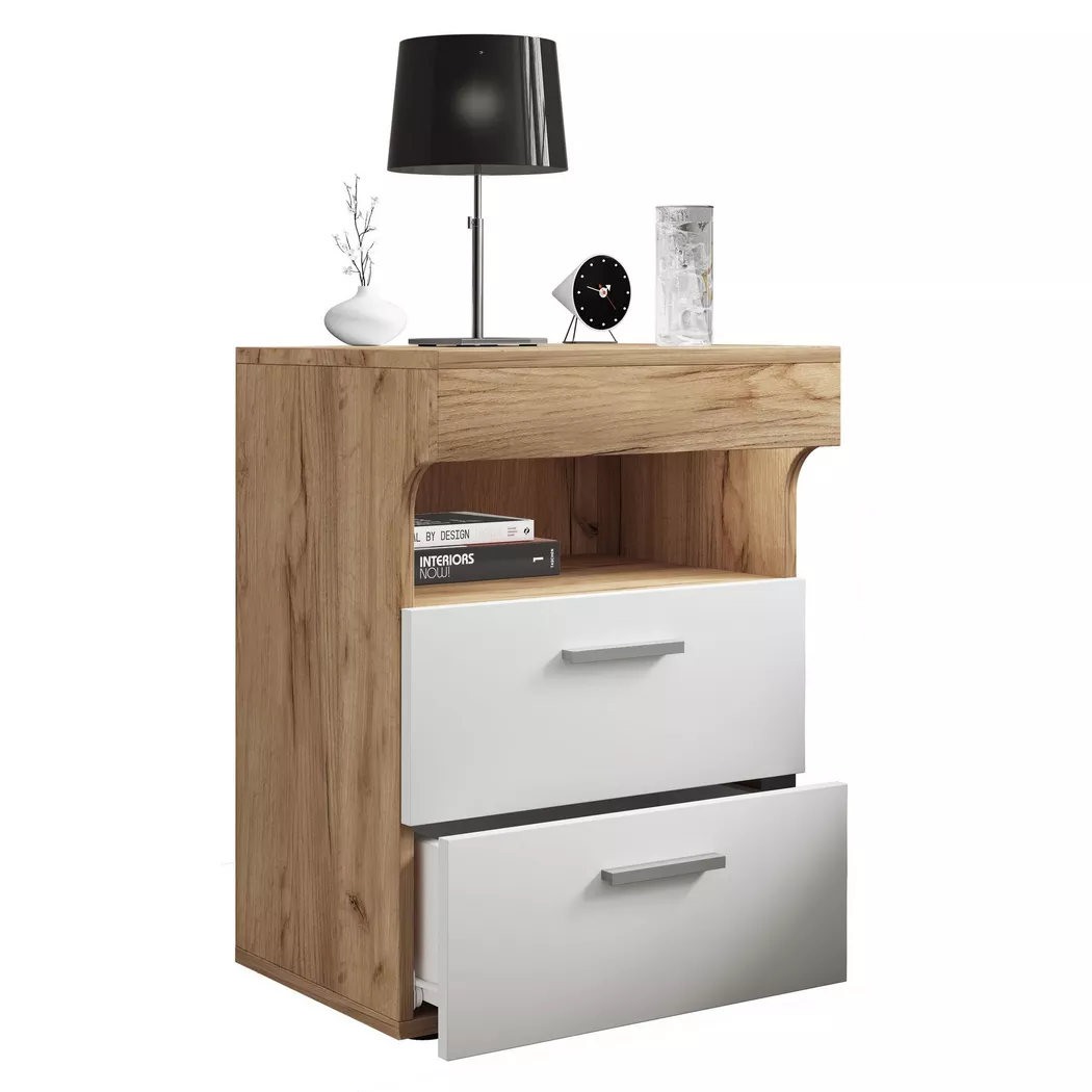 VCM - Table de nuit Table d'appoint Porte pivotante Console Boxspring Table de nuit Slepal L, One Size, Marron