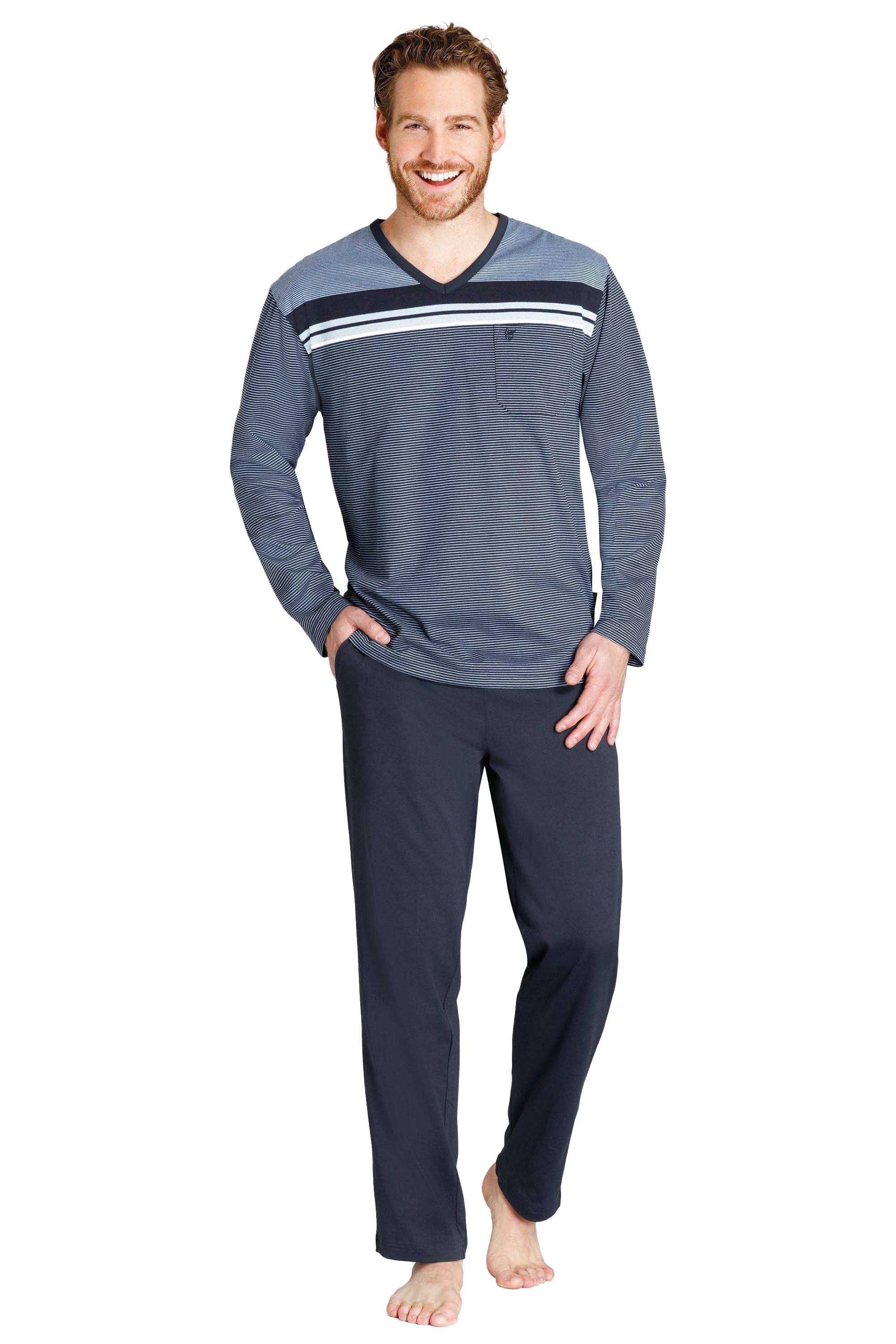 hajo Pyjama coupe confortable haut rayé pantalon uni  
