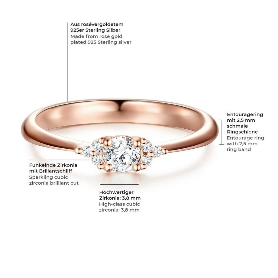 Rafaela Donata  Ring Sterling Silber roségold Zirkonia weiß 