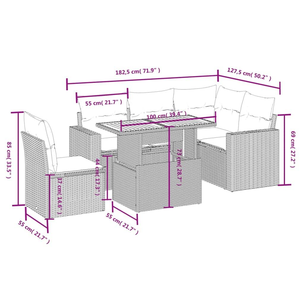 VidaXL set divano da giardino Polirattan  