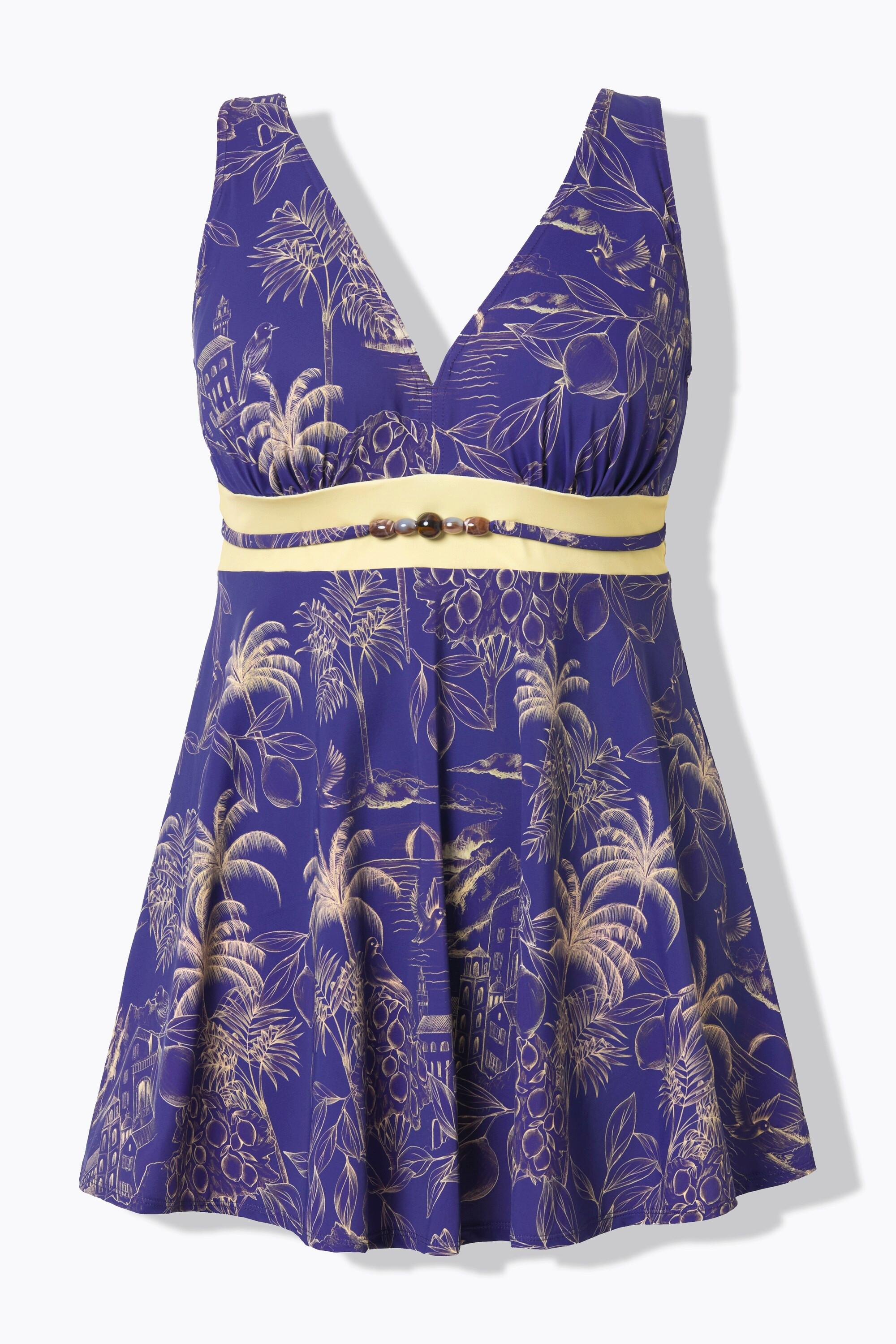 Ulla Popken Abito da bagno fantasia palme coppe morbide  