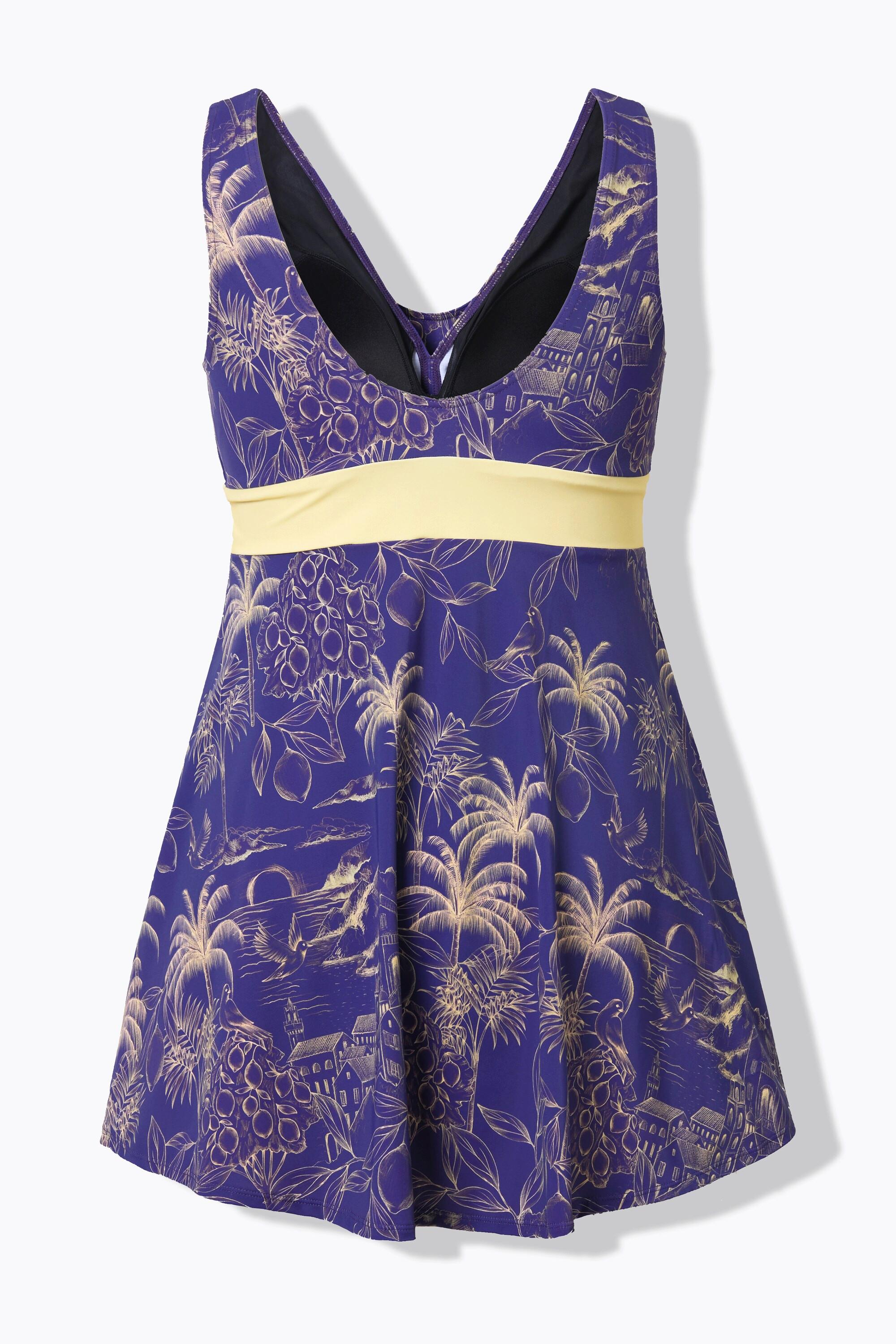 Ulla Popken Abito da bagno fantasia palme coppe morbide  