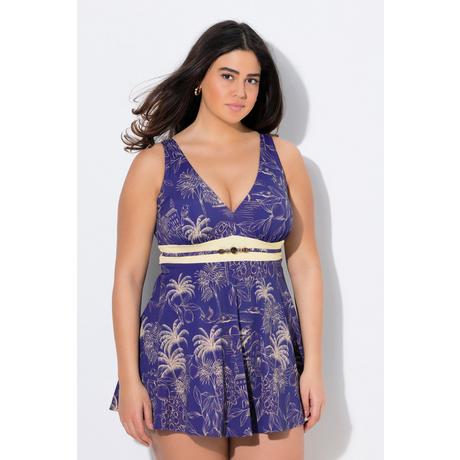 Ulla Popken Abito da bagno fantasia palme coppe morbide  