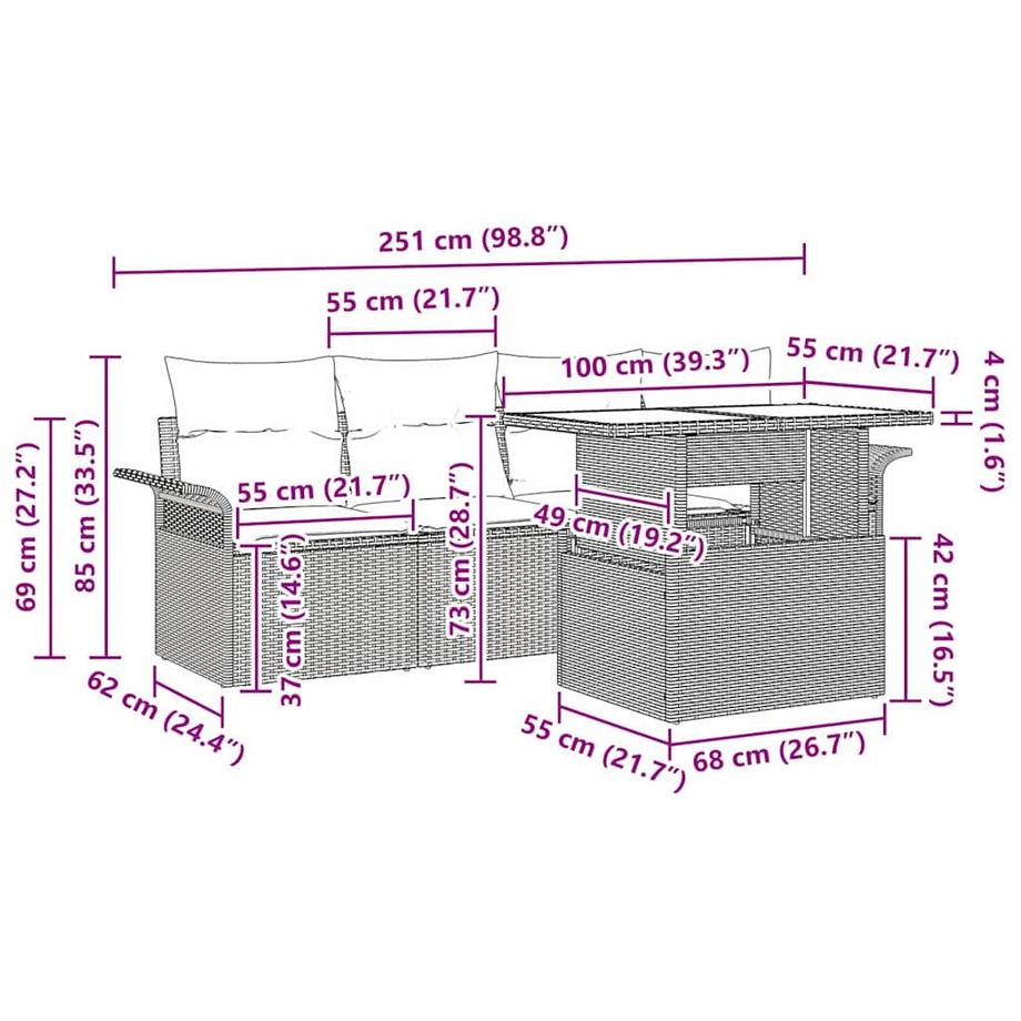 VidaXL Ensemble de canapé de jardin poly rattan  